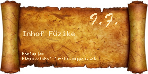 Inhof Füzike névjegykártya